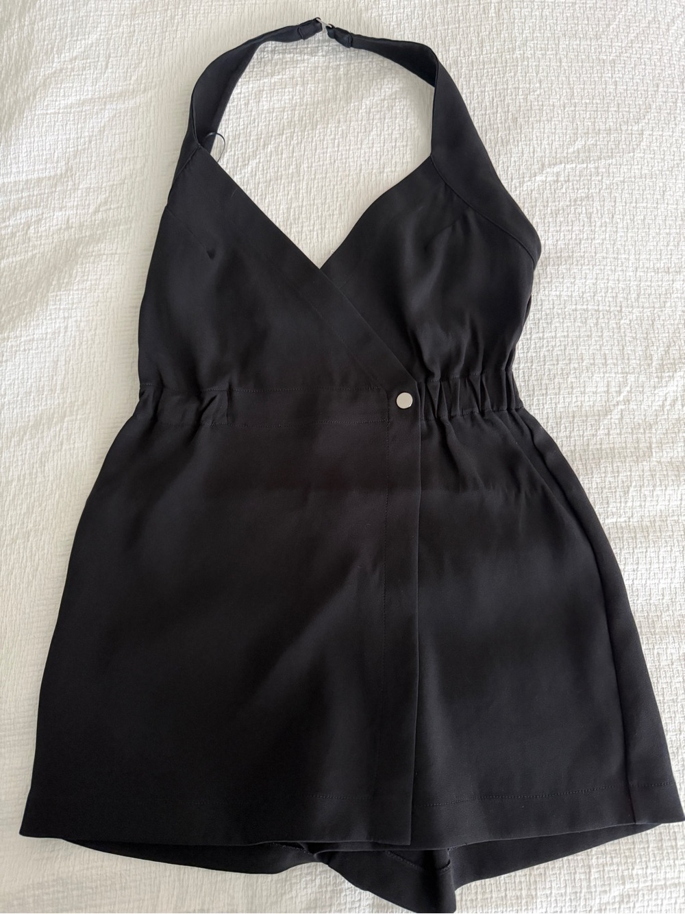 La Perla Black One-Shoulder Halter Dress